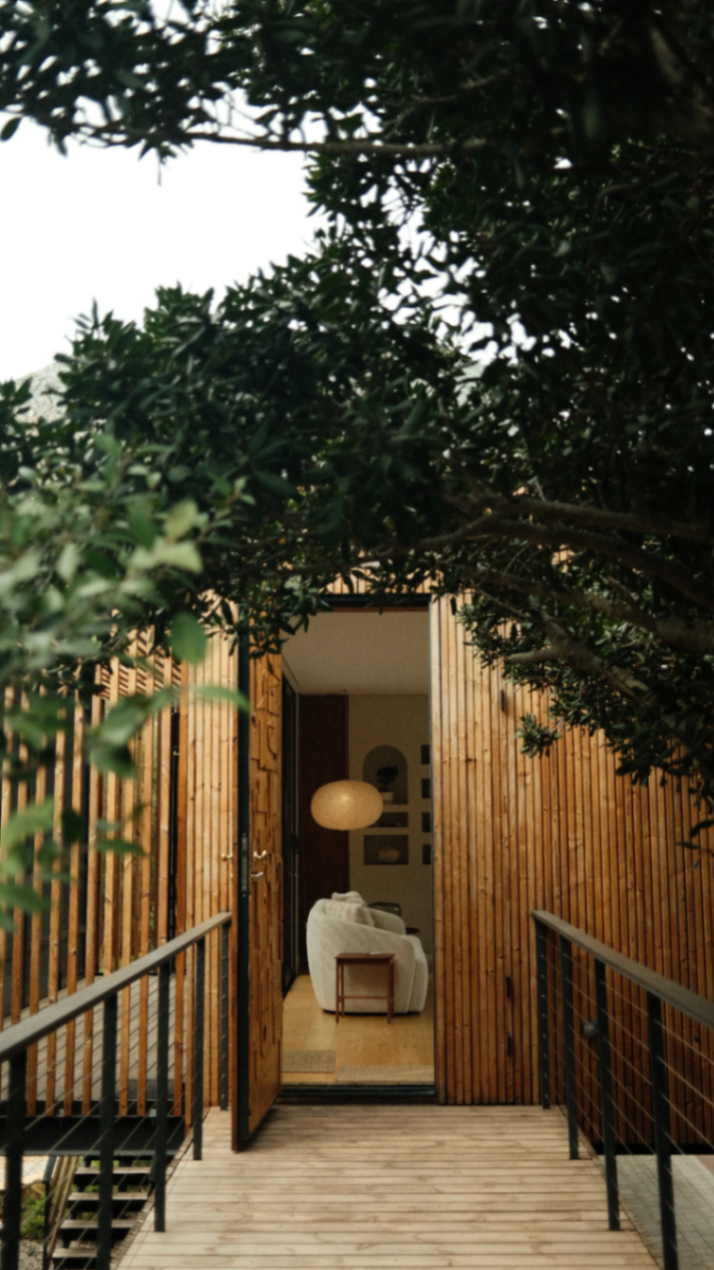 Timber threshold and the first interior view